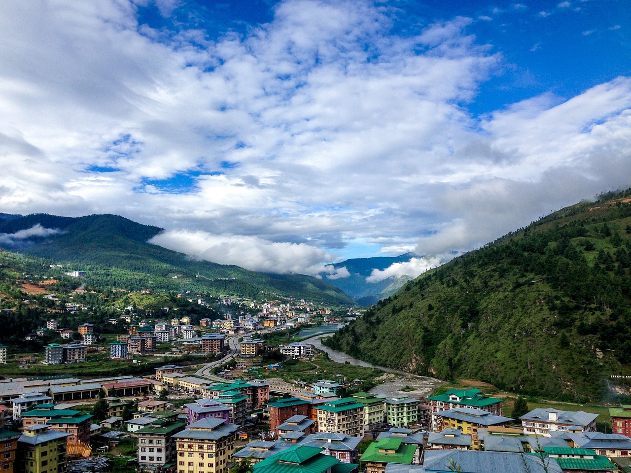 bhutan, village, nature, mountain, green city